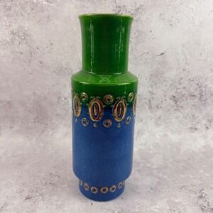 Bitossi Thai Silk Soraya Blue Vase Aldo Londi Rosenthal Netter Italy 990